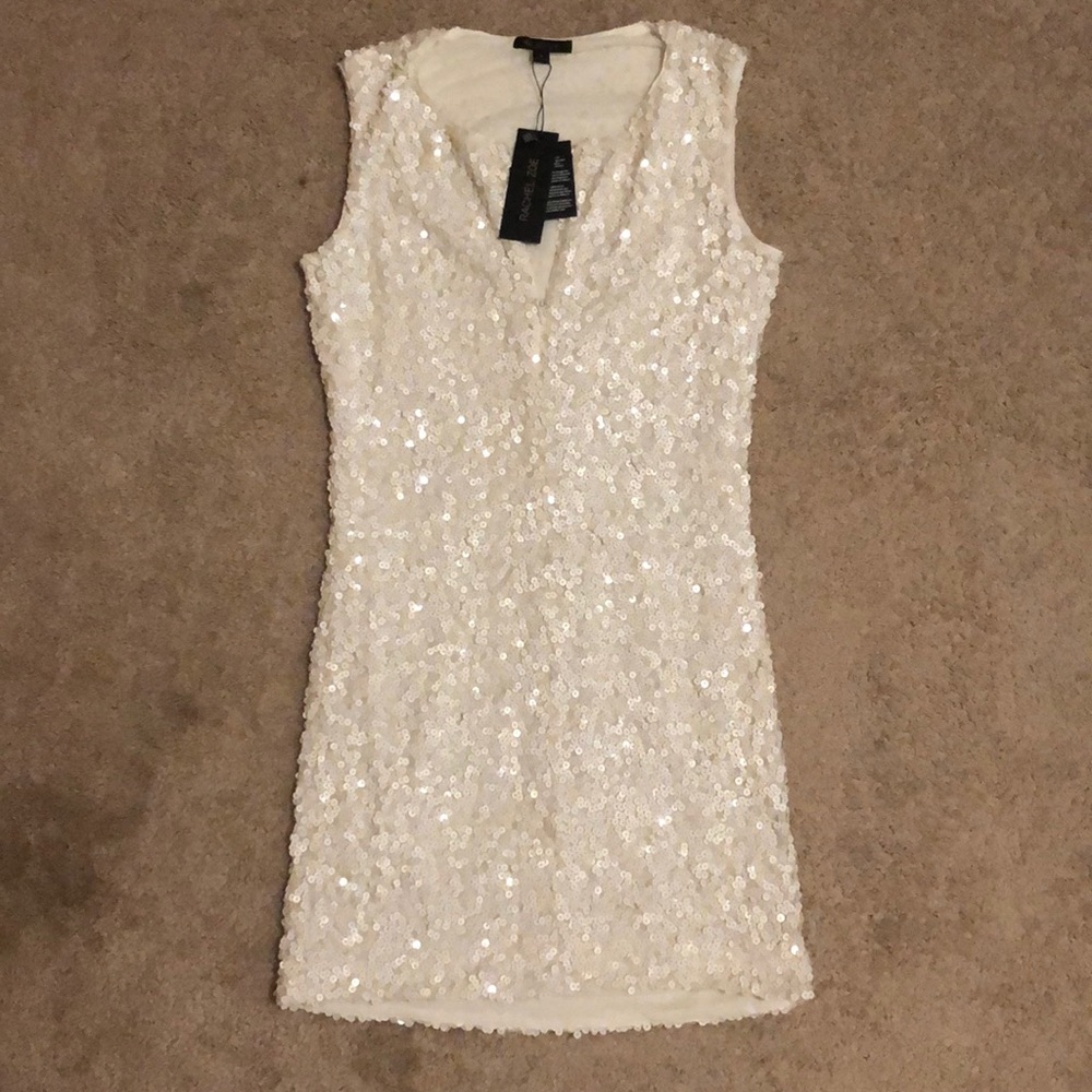 Rachel Zoe winter white sequin dress, size M